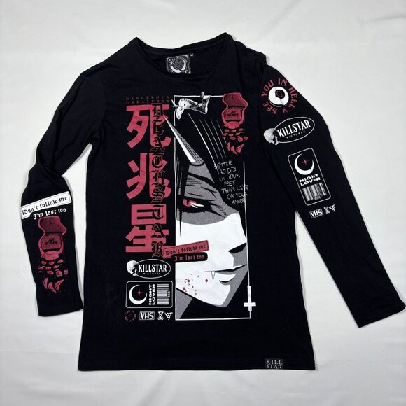Killstar Deathstar Long Sleeve Graphic Anime Metal Goth Emo T-Shirt Med* - Picture 1 of 9
